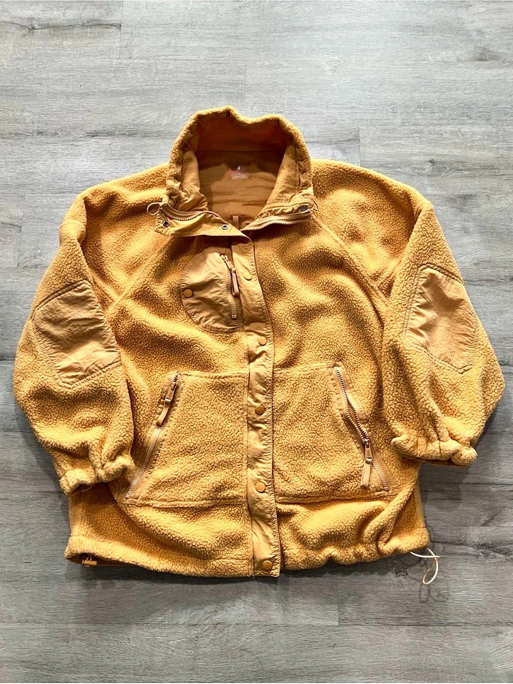 Free People Fleece Jacket in Orange Size Medium